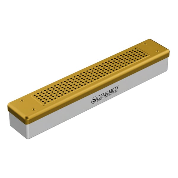 container scopy model, 455 x 80 x 70 mm yellow perforated bottom and perforated lid 88.508.20