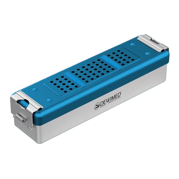 container scopy model with silicone holders, 275 x 70 x 65 mm blue non-perforated bottom and perforated lid 88.510.29