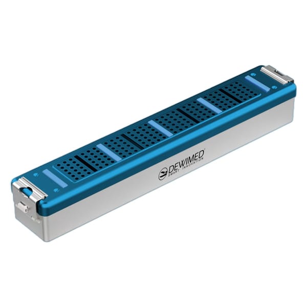 container scopy model with silicone holders, 470 x 82 x 74 mm blue non-perforated bottom and perforated lid 88.510.80
