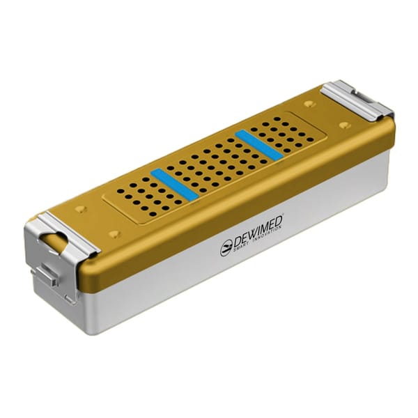 container scopy model with silicone holders, 275 x 70 x 65 mm yellow perforated bottom and perforated lid 88.511.90