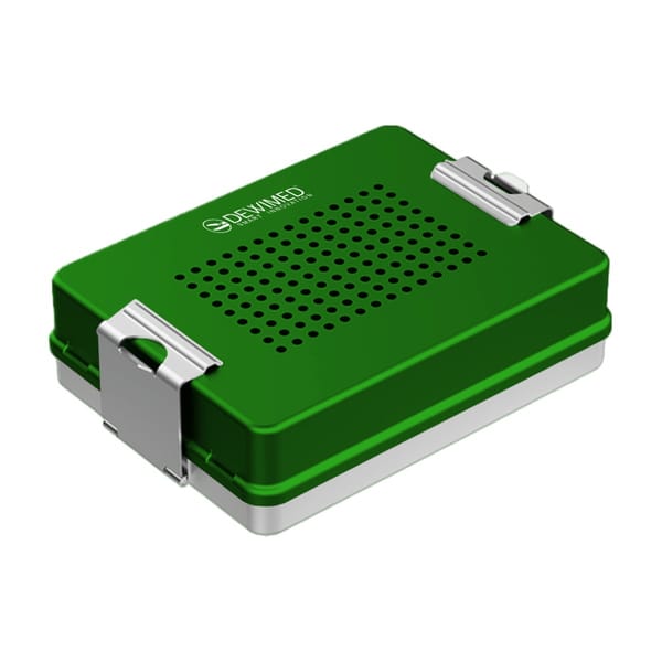 container mini implant, 200 x 147 x 57 mm green non-perforated bottom and perforated lid 88.520.90