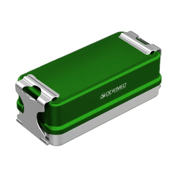 container mini implant, 160 x 72 x 57 mm green non-perforated bottom and non-perforated lid 88.522.70