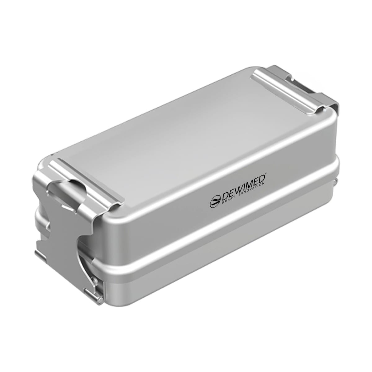 container mini implant, 160 x 72 x 57 mm grey non-perforated bottom and non-perforated lid 88.522.90 – Dewimed Medizintechnik GmbH, Trays, Sterilcontainer und Zubehör