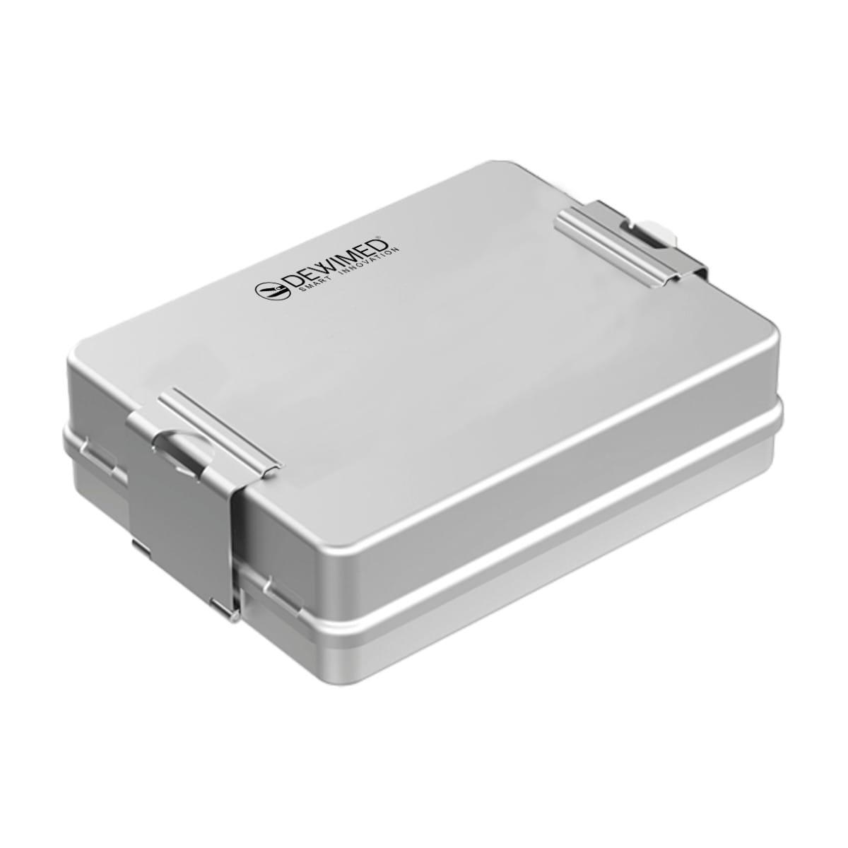 container mini implant, 200 x 147 x 57 mm grey non-perforated bottom and non-perforated lid 88.523.50 – Dewimed Medizintechnik GmbH, Trays, Sterilcontainer und Zubehör