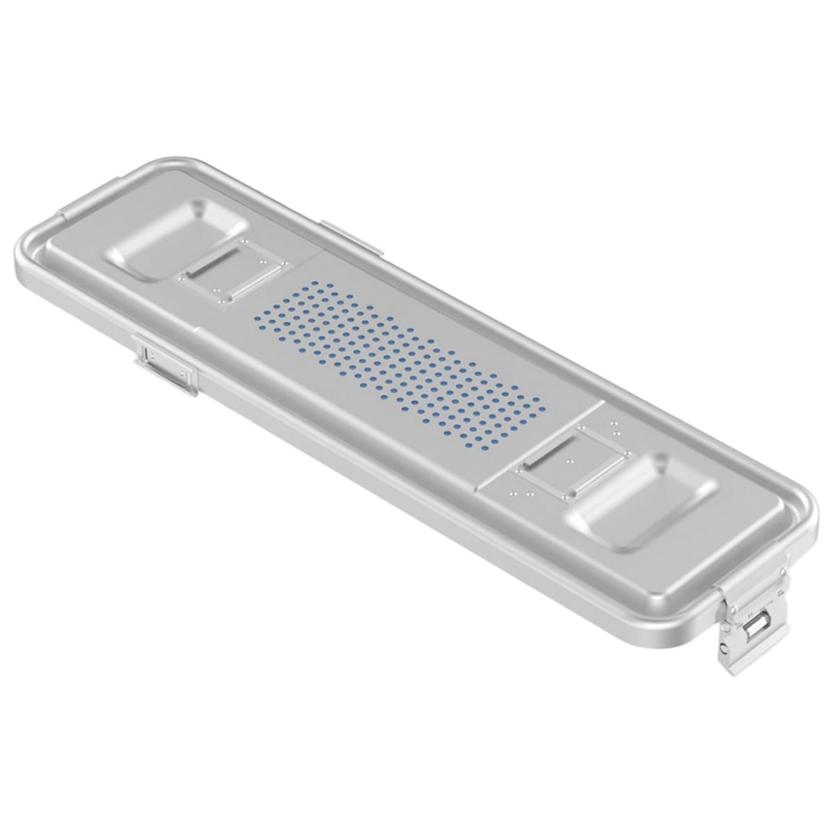 container lid grey, 532 x 160 mm endo plasma model perforated 88.610.00Z – Dewimed Medizintechnik GmbH, Trays, Sterilcontainer und Zubehör
