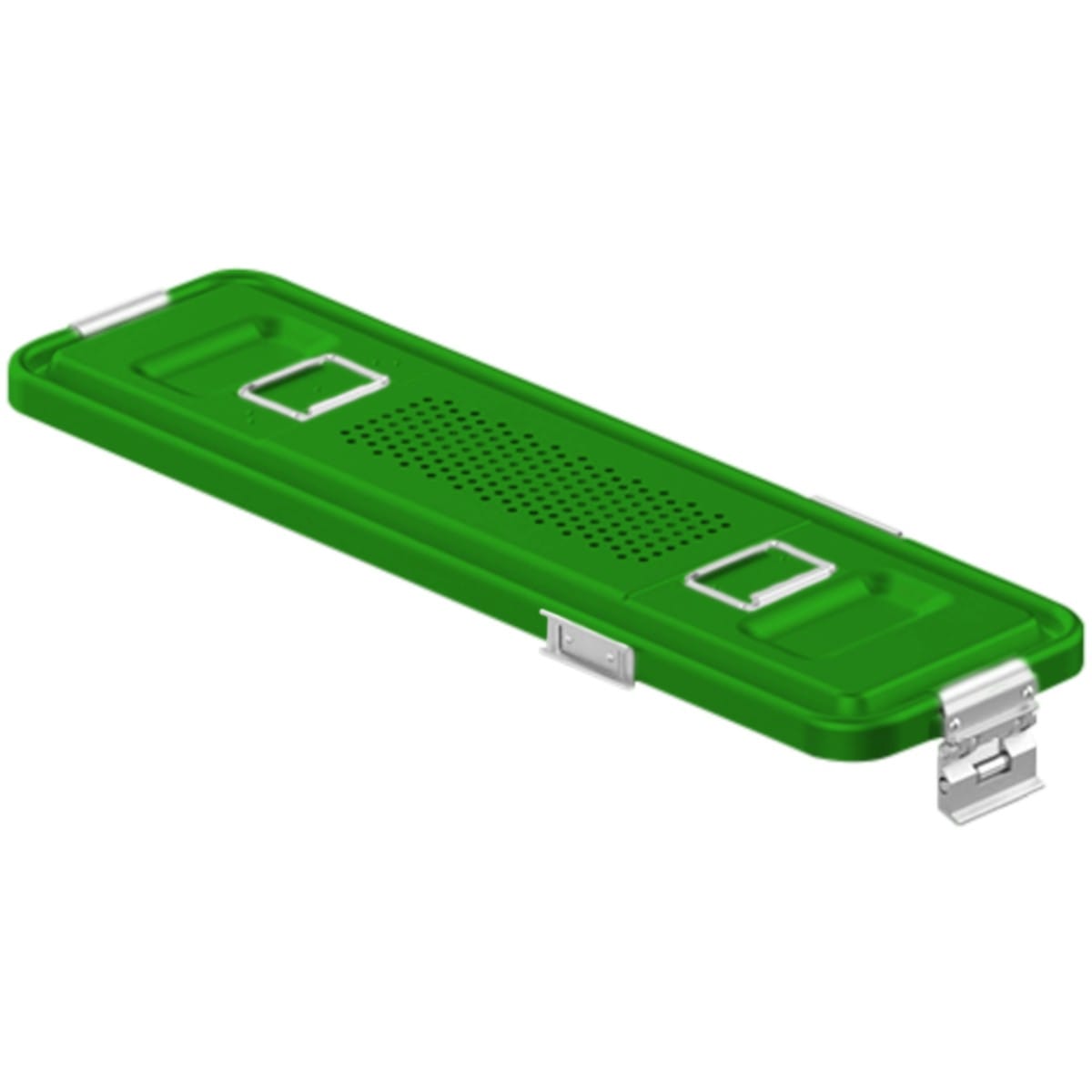 container lid green, 532 x 160 mm endo model perforated 88.610.02 – Dewimed Medizintechnik GmbH, Trays, Sterilcontainer und Zubehör