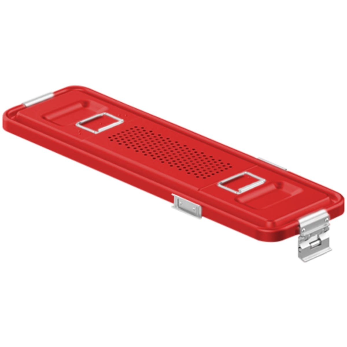 container lid red, 532 x 160 mm endo model perforated 88.610.04 – Dewimed Medizintechnik GmbH, Trays, Sterilcontainer und Zubehör