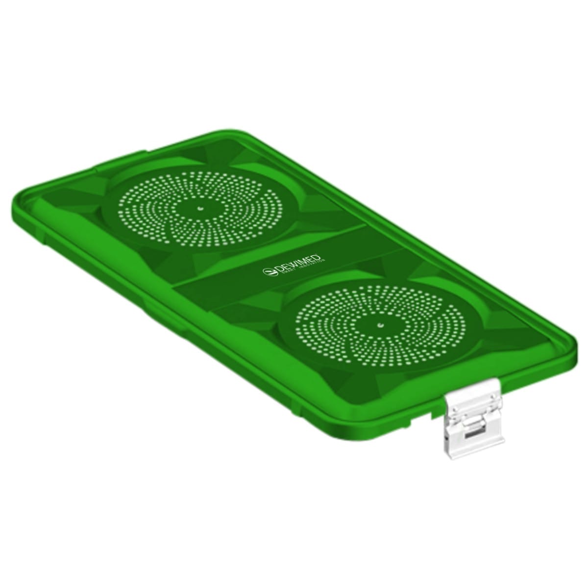 container lid green, 585 x 285 mm 1 / 1 standard plus model perforated 88.631.22 – Dewimed Medizintechnik GmbH, Trays, Sterilcontainer und Zubehör