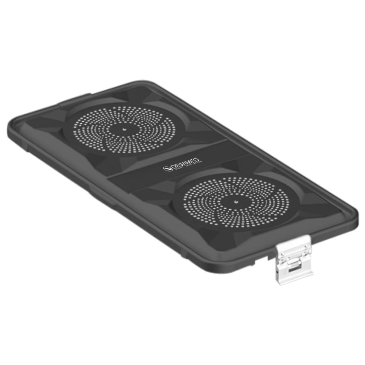 container lid black, 585 x 285 mm 1 / 1 standard plus model perforated 88.631.25 – Dewimed Medizintechnik GmbH, Trays, Sterilcontainer und Zubehör