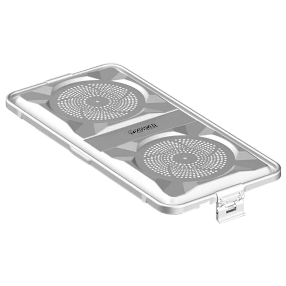 container lid grey, 585 x 285 mm 1 / 1 standard plus model perforated 88.631.80 – Dewimed Medizintechnik GmbH, Trays, Sterilcontainer und Zubehör