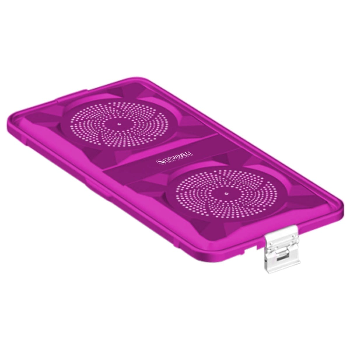 container lid purple, 585 x 285 mm 1 / 1 standard plus model perforated 88.631.86 – Dewimed Medizintechnik GmbH, Trays, Sterilcontainer und Zubehör