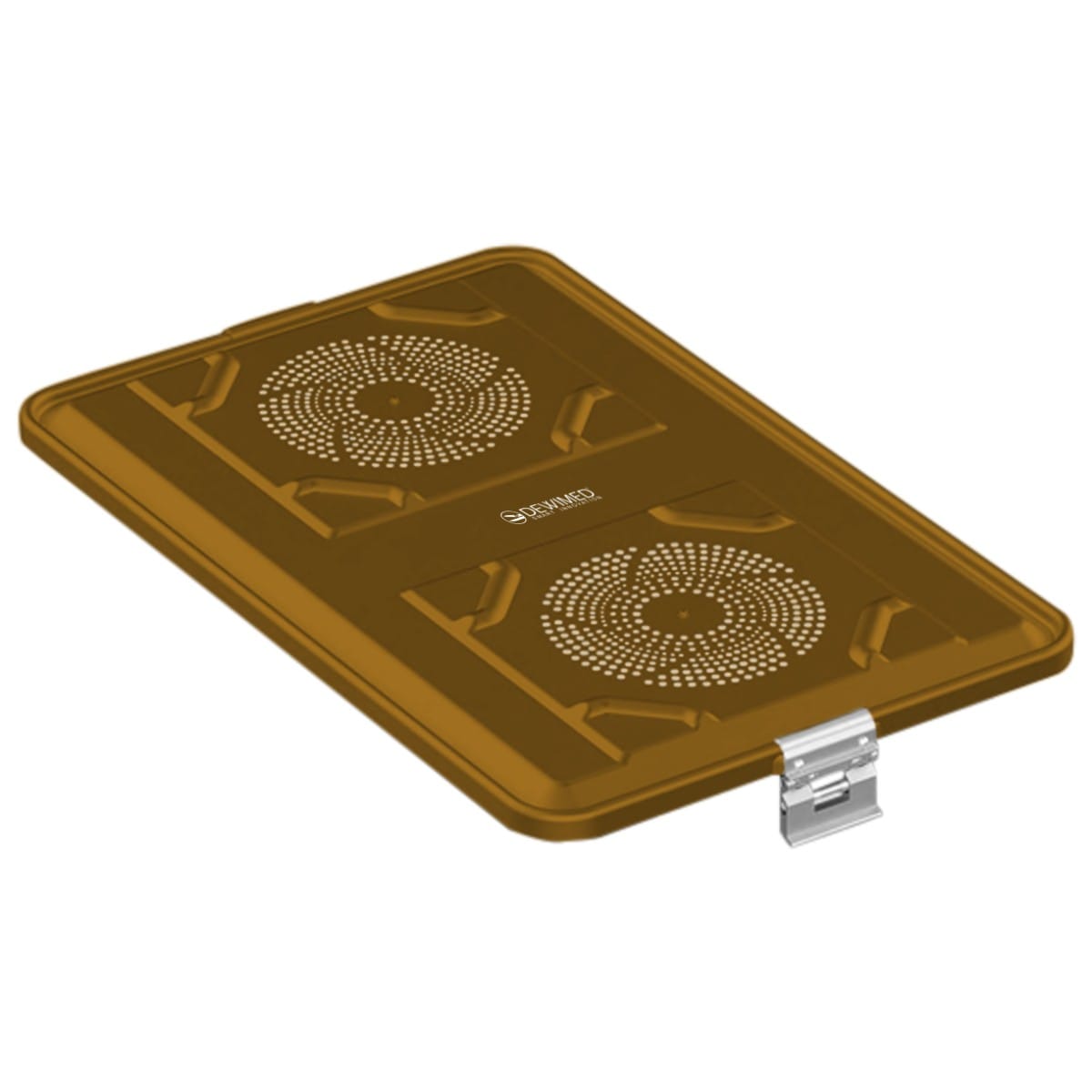 container lid bronze, 583 x 370 mm extra large size standard plus model perforated 88.633.16 – Dewimed Medizintechnik GmbH, Trays, Sterilcontainer und Zubehör
