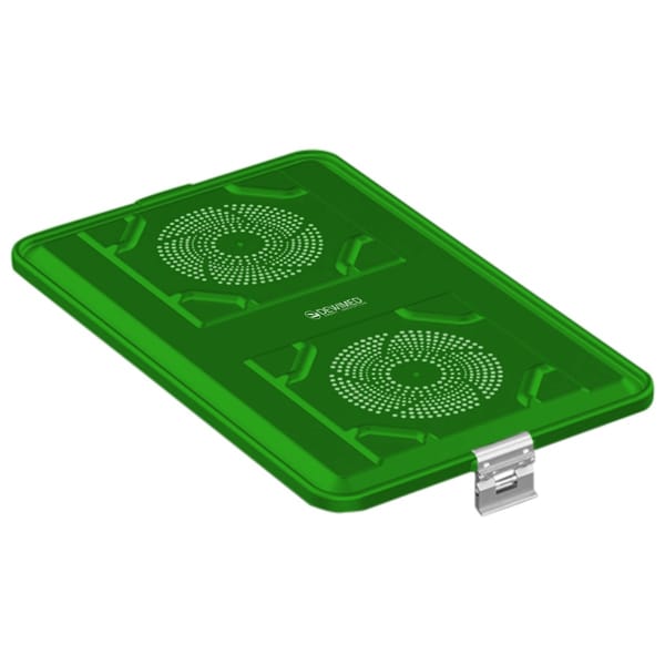 container lid green, 583 x 370 mm extra large size standard plus model perforated 88.633.28