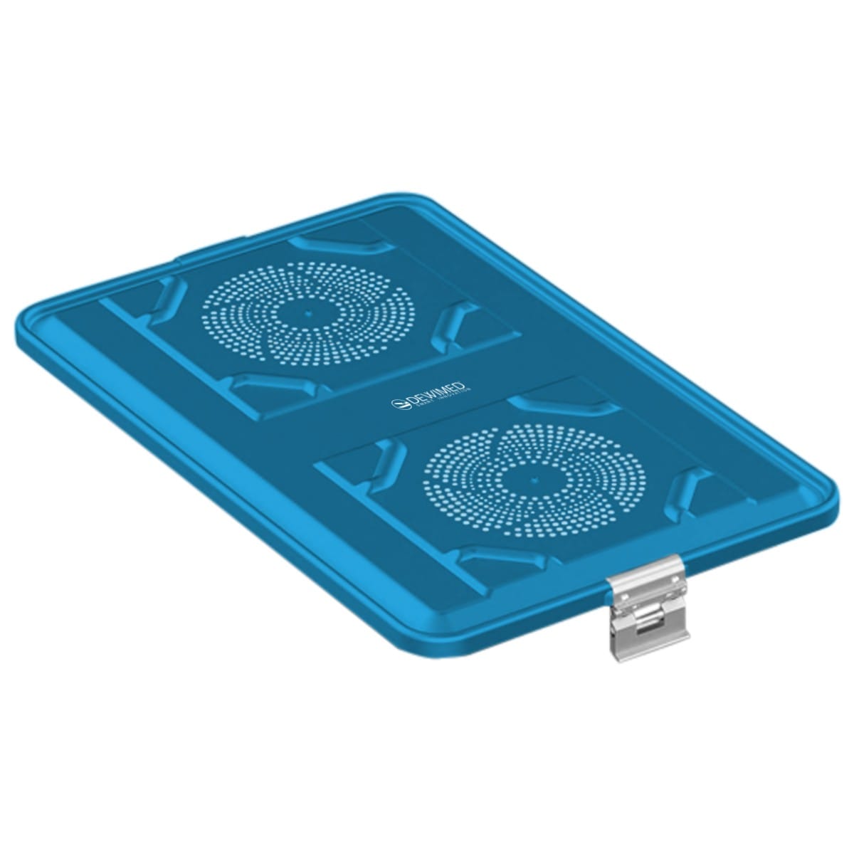 container lid blue, 583 x 370 mm extra large size standard plus model perforated 88.633.29 – Dewimed Medizintechnik GmbH, Trays, Sterilcontainer und Zubehör