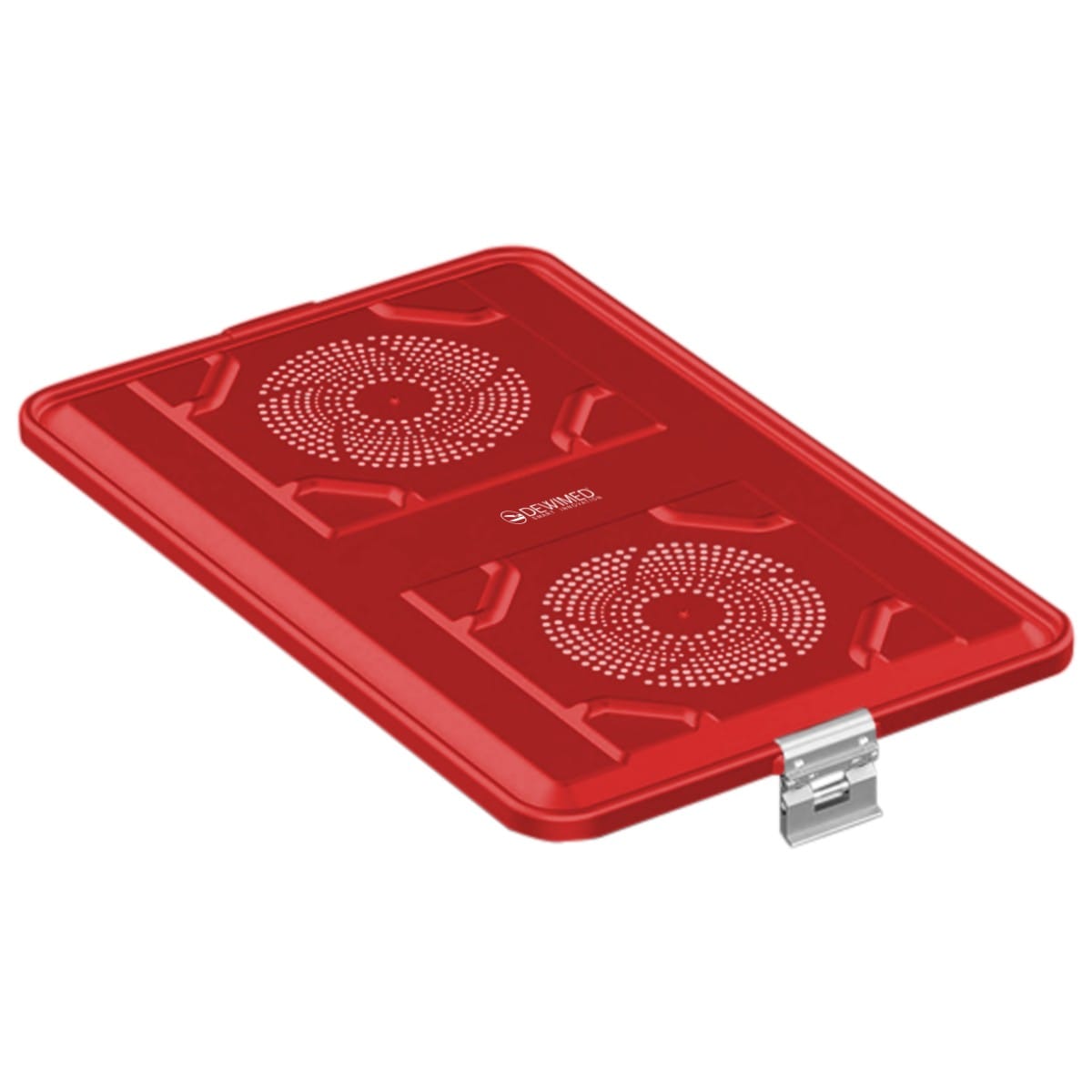 container lid red, 583 x 370 mm extra large size standard plus model perforated 88.633.30 – Dewimed Medizintechnik GmbH, Trays, Sterilcontainer und Zubehör