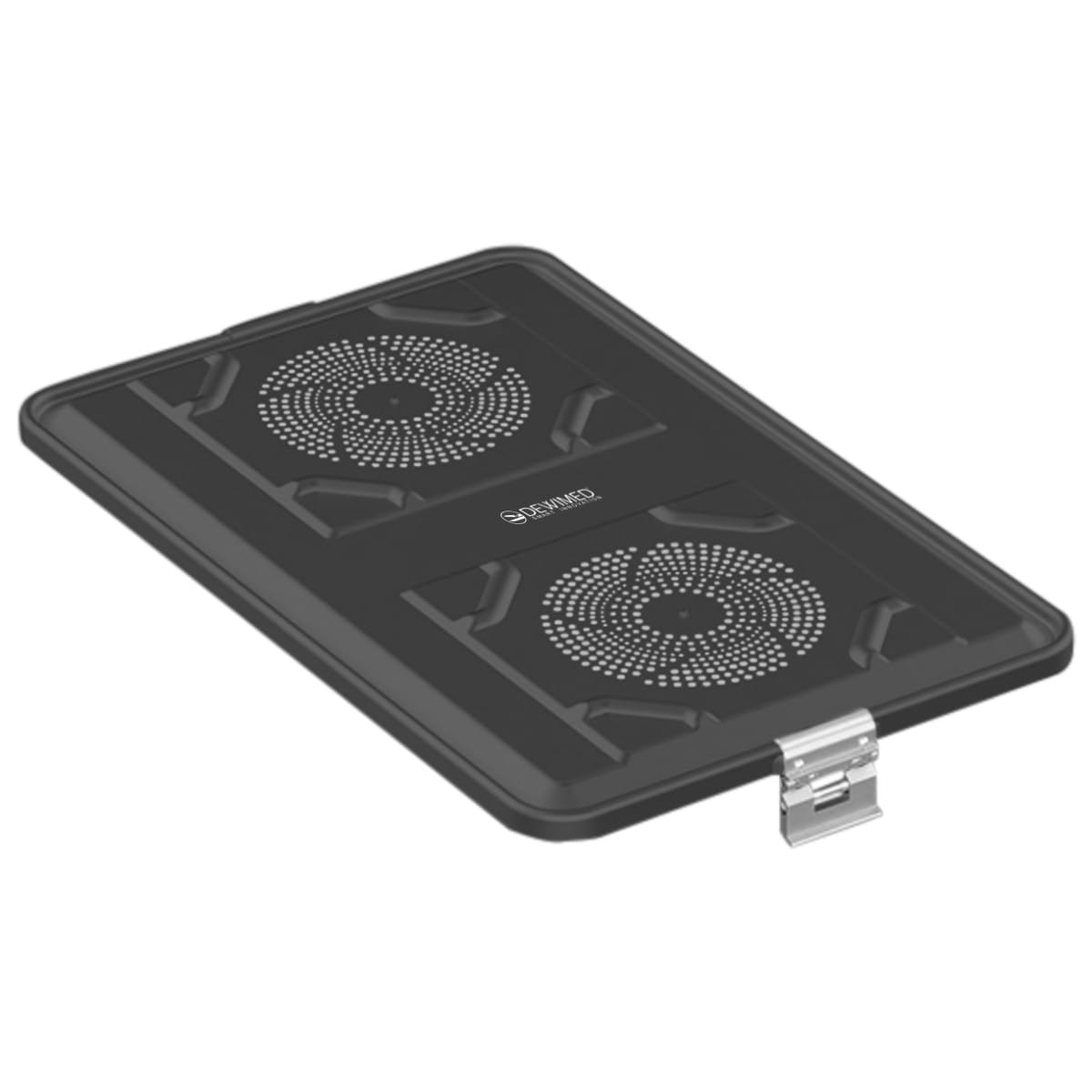 container lid black, 583 x 370 mm extra large size standard plus model perforated 88.633.31 – Dewimed Medizintechnik GmbH, Trays, Sterilcontainer und Zubehör