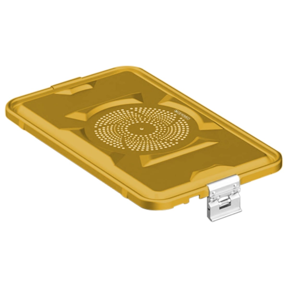 container lid yellow, 460 x 285 mm 3 / 4 standard plus model perforated 88.633.41 – Dewimed Medizintechnik GmbH, Sterilisationsschläuche und -beutel