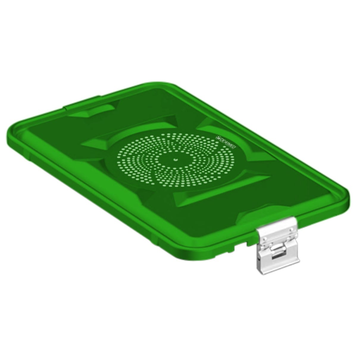 container lid green, 460 x 285 mm 3 / 4 standard plus model perforated 88.633.42 – Dewimed Medizintechnik GmbH, Sterilisationsschläuche und -beutel