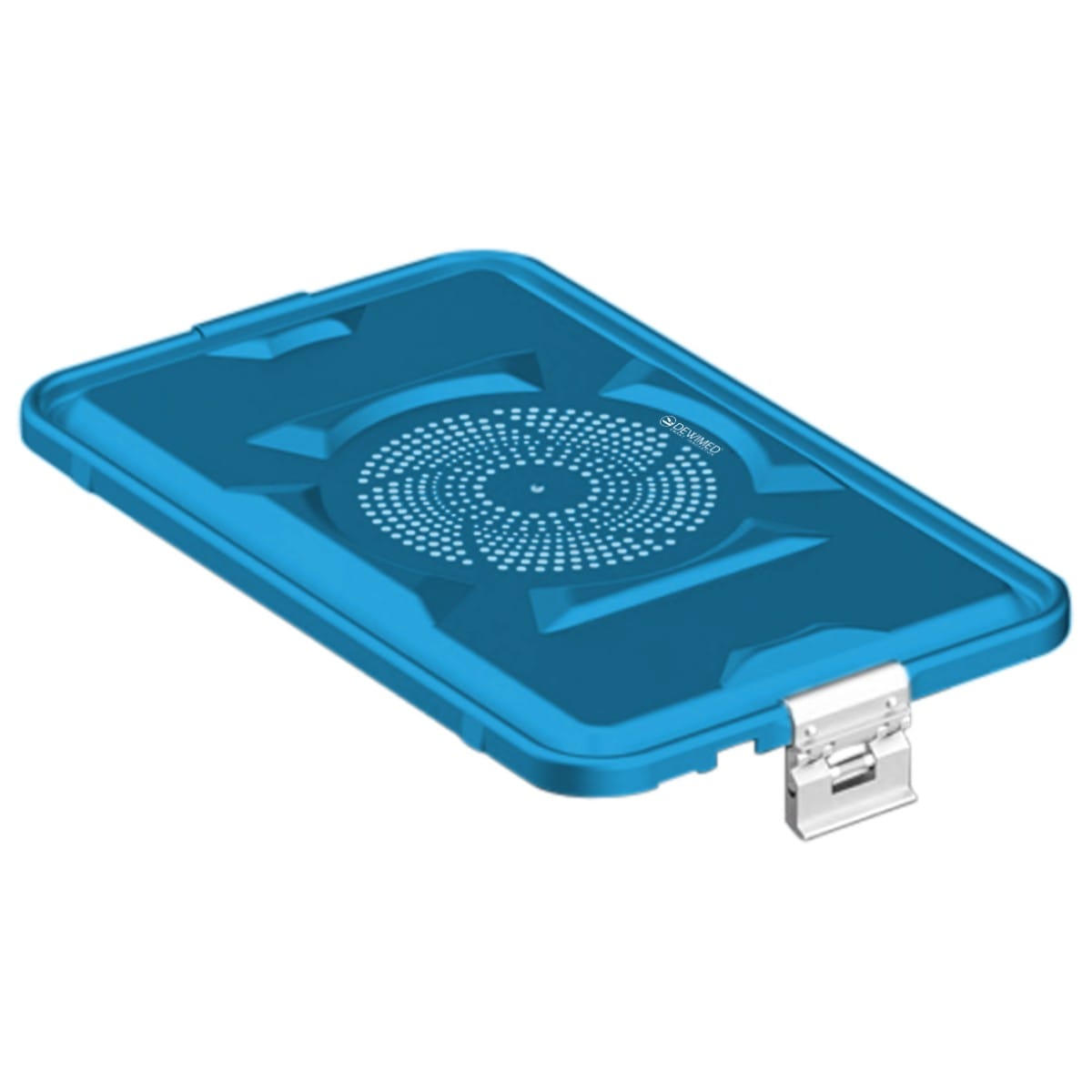container lid blue, 460 x 285 mm 3 / 4 standard plus model perforated 88.633.43 – Dewimed Medizintechnik GmbH, Sterilisationsschläuche und -beutel