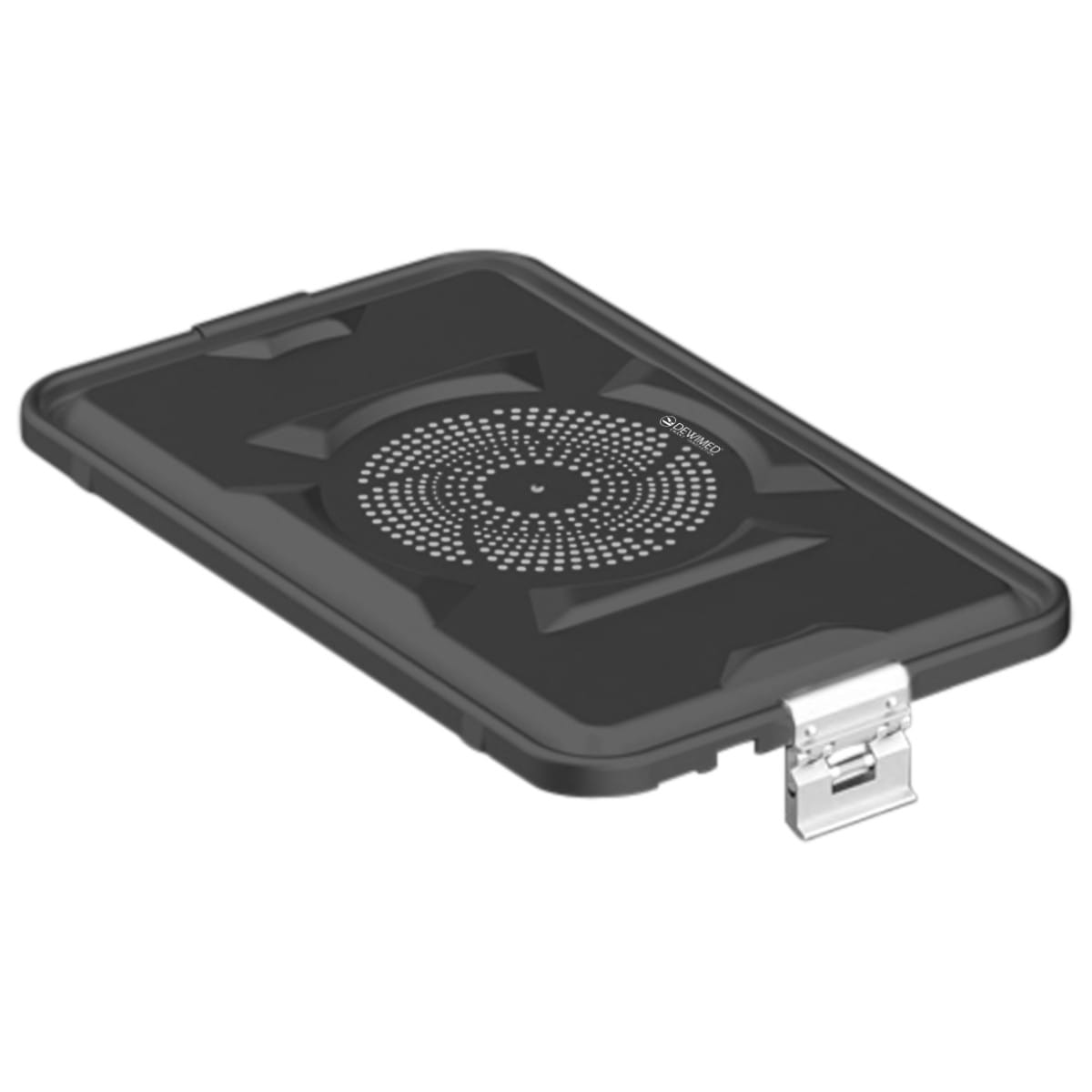container lid black, 460 x 285 mm 3 / 4 standard plus model perforated 88.633.45 – Dewimed Medizintechnik GmbH, Trays, Sterilcontainer und Zubehör