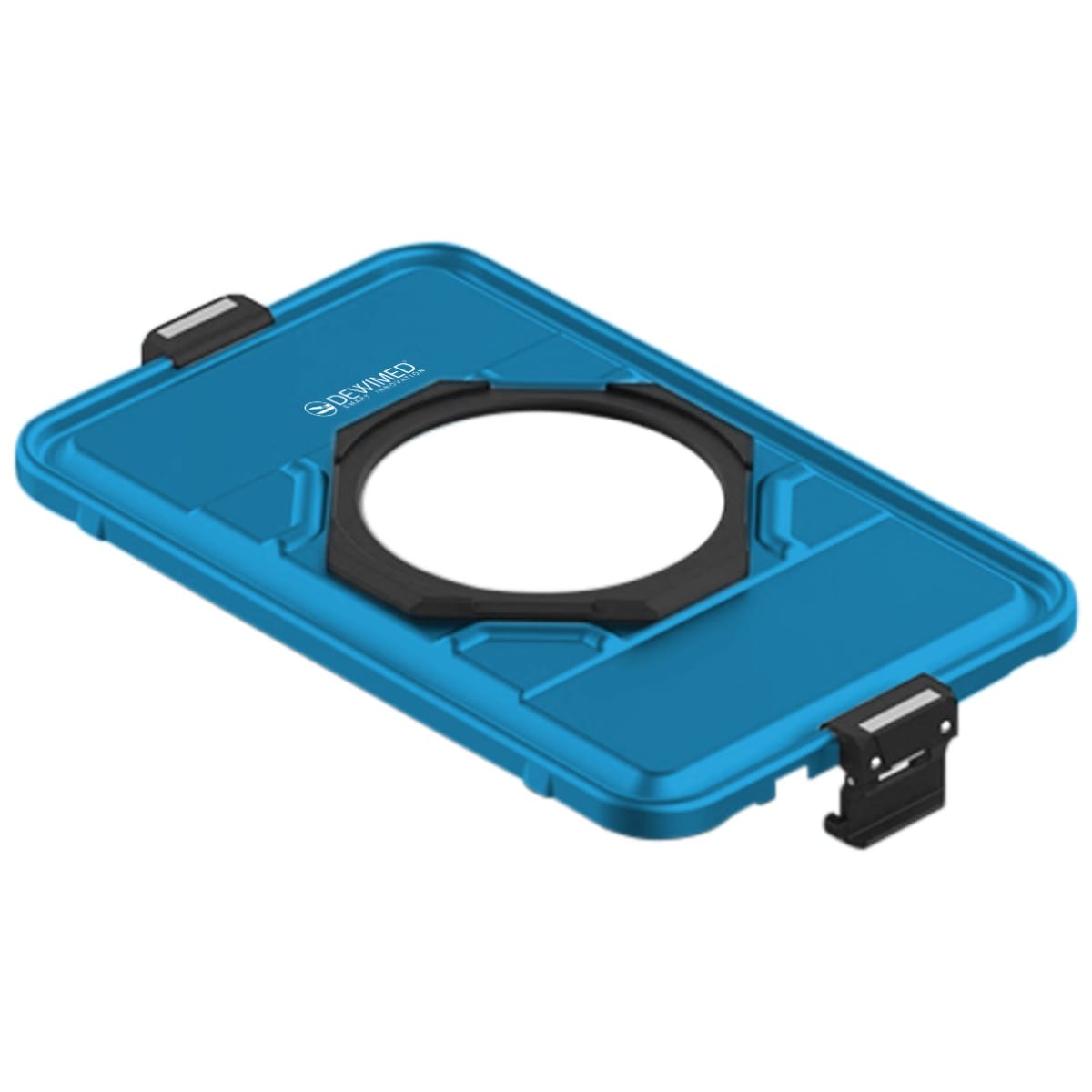 container lid blue, 477 x 285 mm 3 / 4 window model 88.634.30D – Dewimed Medizintechnik GmbH, Trays, Sterilcontainer und Zubehör