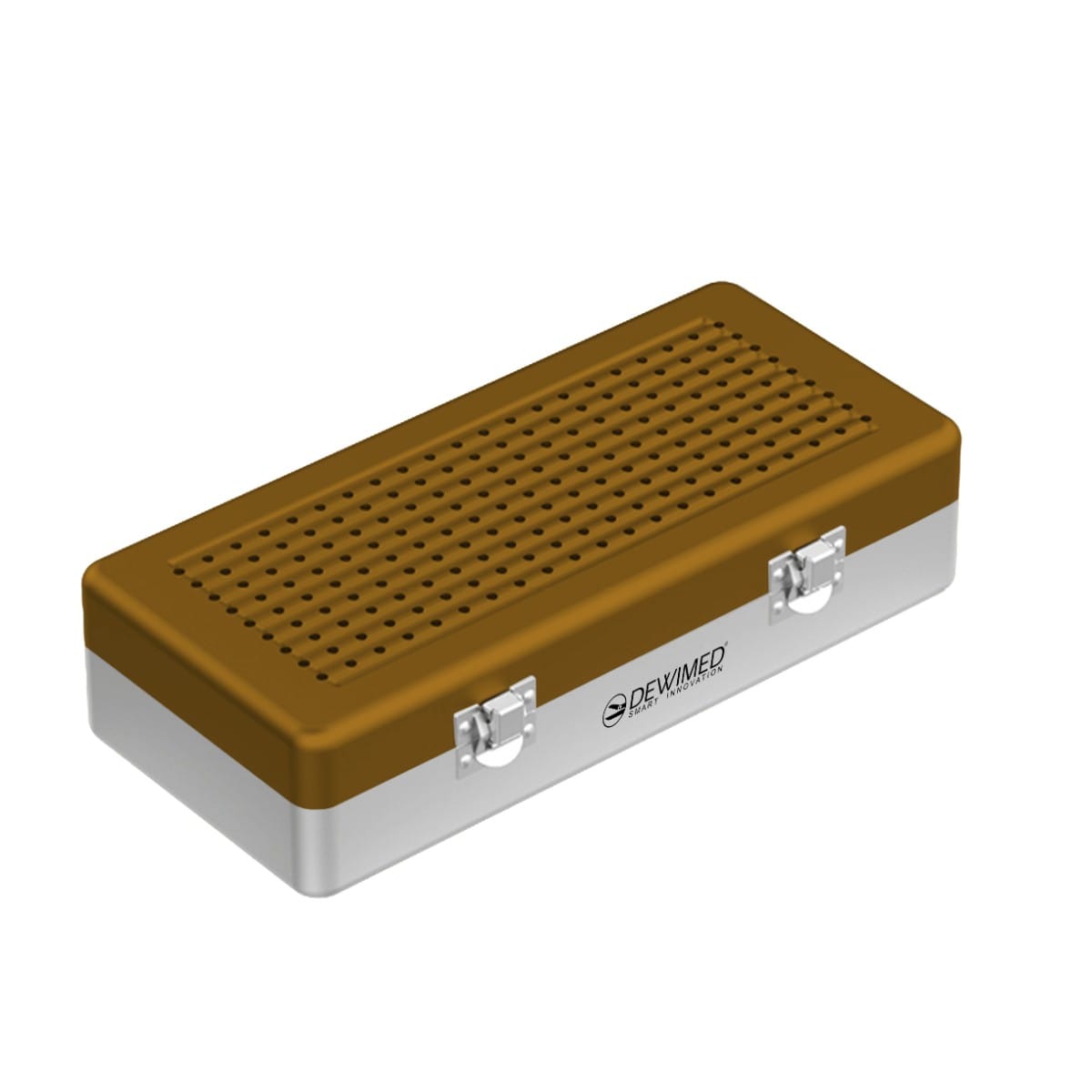 container bronze, 300 x 150 x 75 mm implant model perforated bottom and perforated lid 88.805.30 – Dewimed Medizintechnik GmbH, Trays, Sterilcontainer und Zubehör