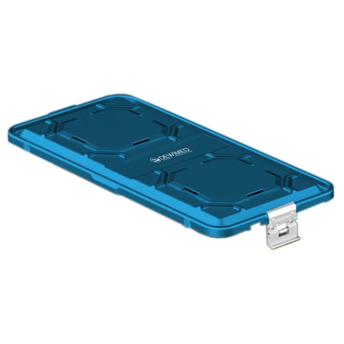 container lid blue, 585 x 285 mm 1 / 1 b3 barrier model with aluminium biostop system 88.812.30BA – Dewimed Medizintechnik GmbH, Sterilisationsschläuche und -beutel