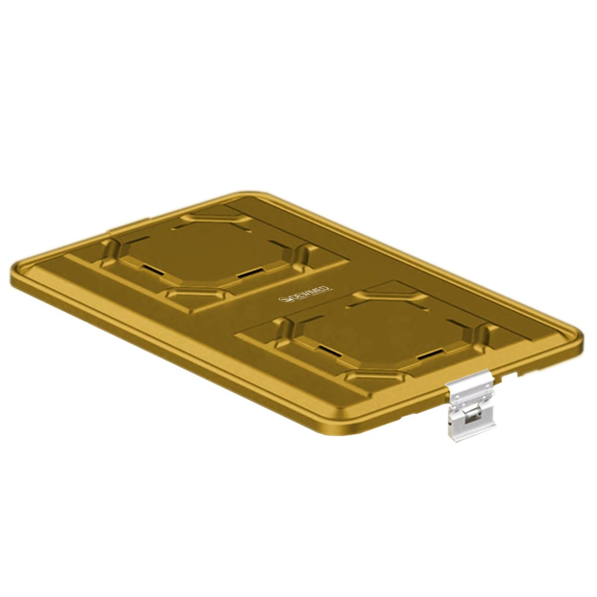 container lid yellow, 583 x 370 mm extra large b3 barrier model with aluminium biostop system 88.832.70BA – Dewimed Medizintechnik GmbH, Sterilisationszubehör