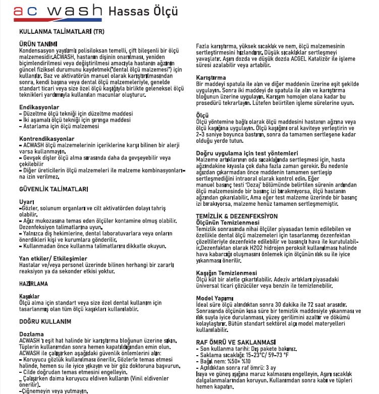 ADDPLUS+ AC WASH (2. Ölçü) – Efes Dental Medikal Ic ve Dis Tic., A-Silikone
