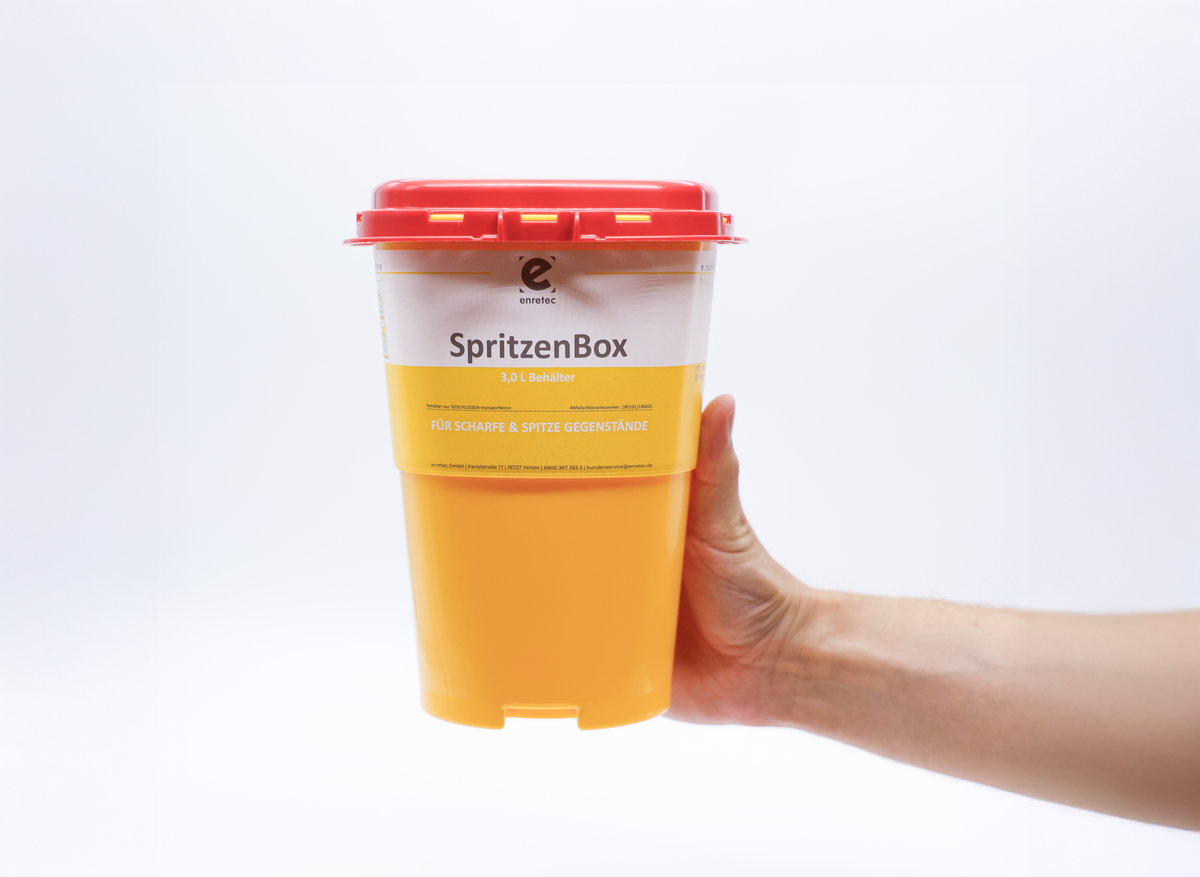 Spritzen & Kanülen entsorgen – bis 3,0 L – enretec, Abfallbehälter