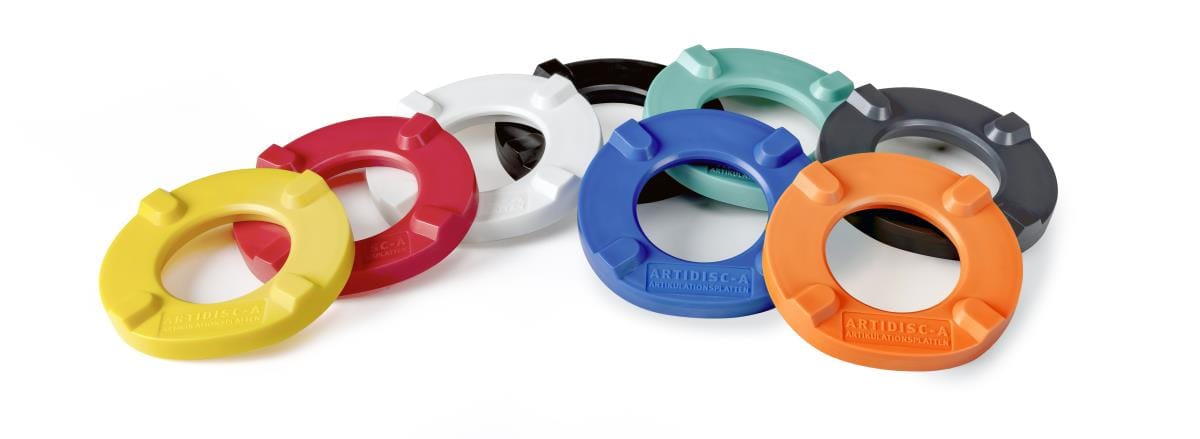 ARTIDISC®-A Kunststoffartikulationsplatten für ADESSOSPLIT® (100 Stück) – Mälzer Dental GmbH & Co. KG, Gipszusätze, Stumpflacke und Gipslöser