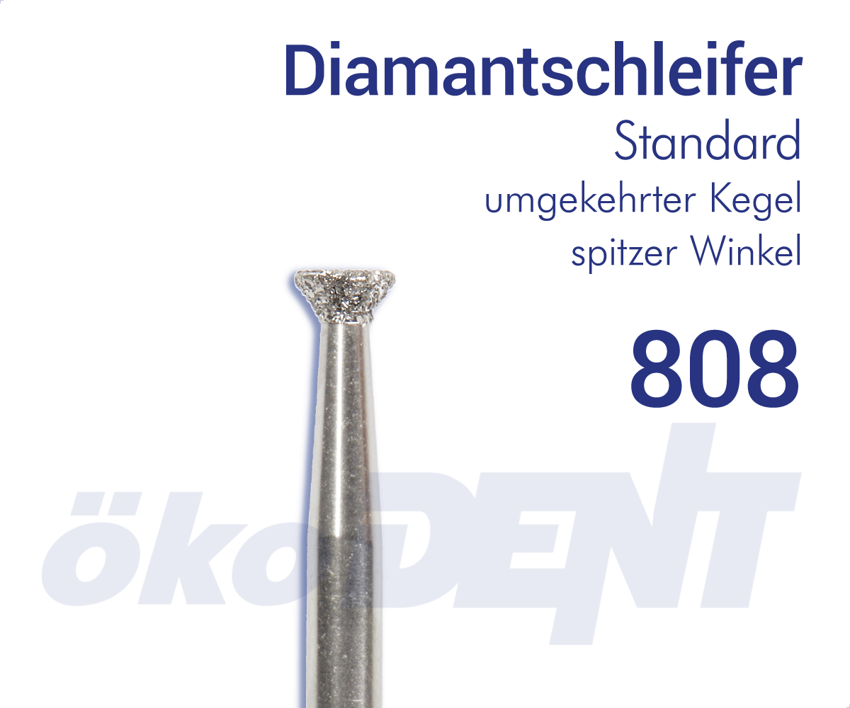 Standard-Diamant 808 - umgekehrter Kegel, spitzer Winkel – ökoDENT, Diamanten
