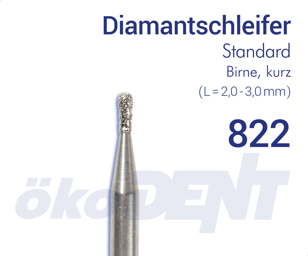 Standard-Diamant 822 - Birne, kurz – ökoDENT, Rotierende Instrumente Labor