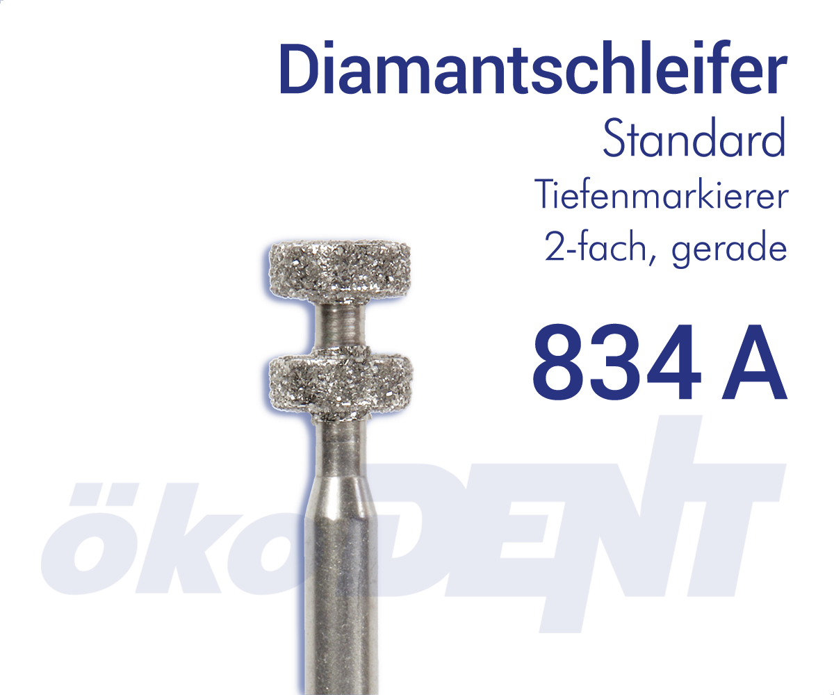 Standard-Diamant 834A - Rillenschleifer, gerade, 3-fach - Tiefenmarkierer – ökoDENT, Diamanten
