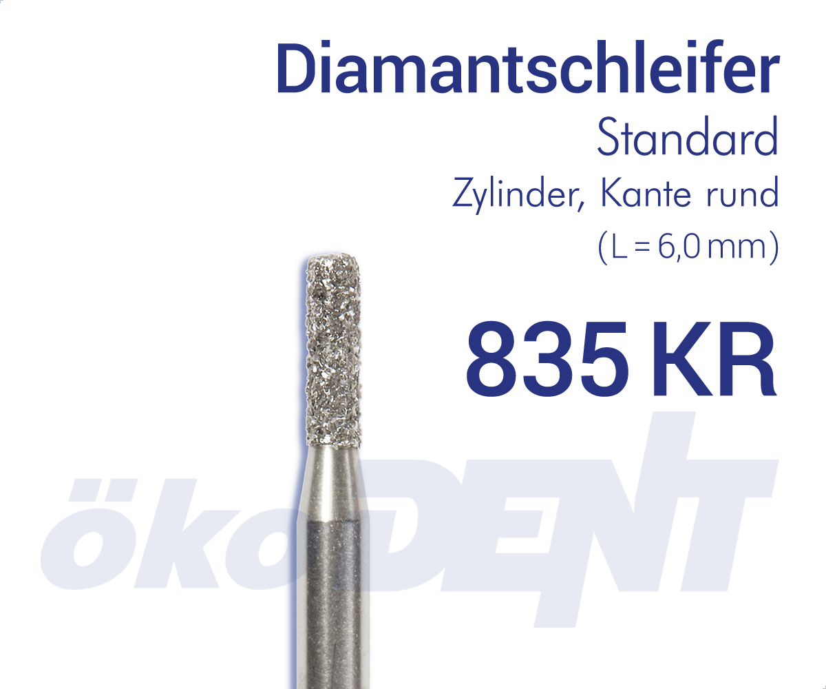 Standard-Diamant 835KR - Zylinder, Kante rund – ökoDENT, Diamanten