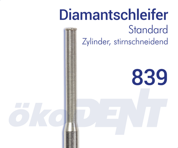 Standard-Diamant 839 - Zylinder, Stirn schneidend
