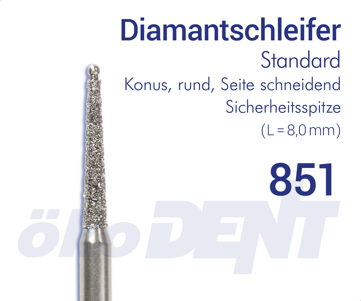 Standard-Diamant 851 - Konus, rund, Seite schneidend - Sicherheitsspitze – ökoDENT, Diamanten