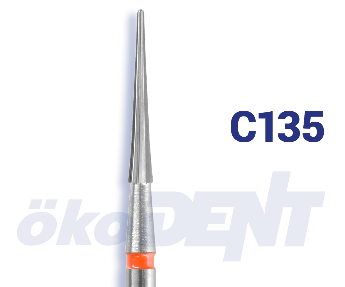 Hartmetall-Finierer C135 Konus, 9 mm 8 Schneiden Sicherheitsspitze – ökoDENT, Hartmetallbohrer, Keramikbohrer