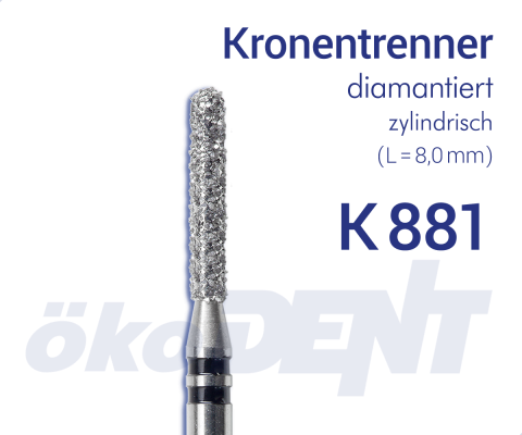 Diamant-Kronentrenner K881 - Zylinder, rund – ökoDENT, Diamanten