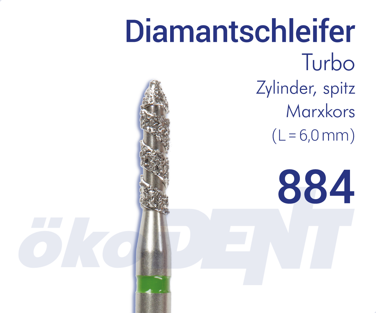 Turbo-Diamant T884 - Zylinder, spitz - Marxkors – ökoDENT, Diamanten
