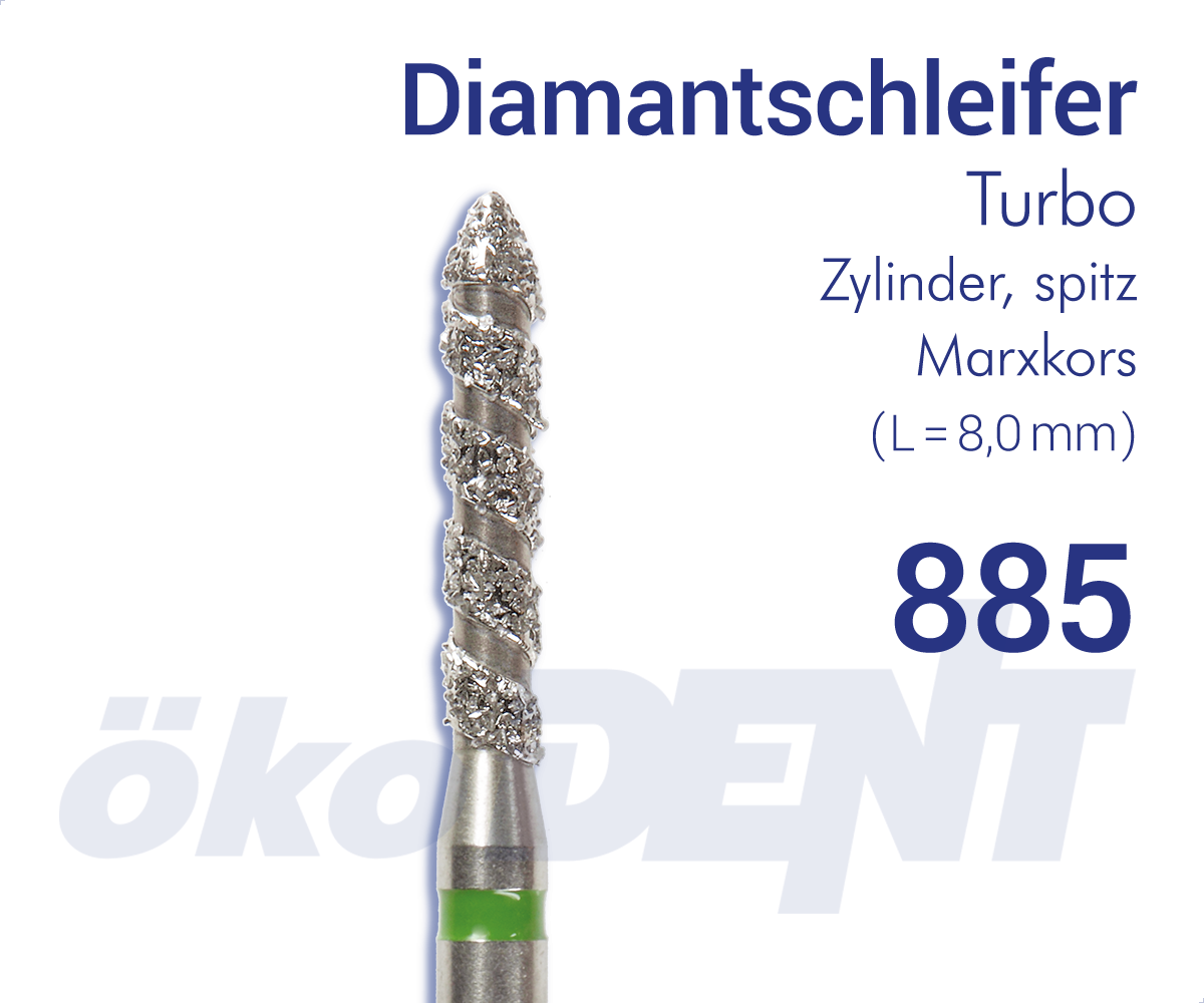 Turbo-Diamant T885 - Zylinder, spitz - Marxkors – ökoDENT, Rotierende Instrumente Labor