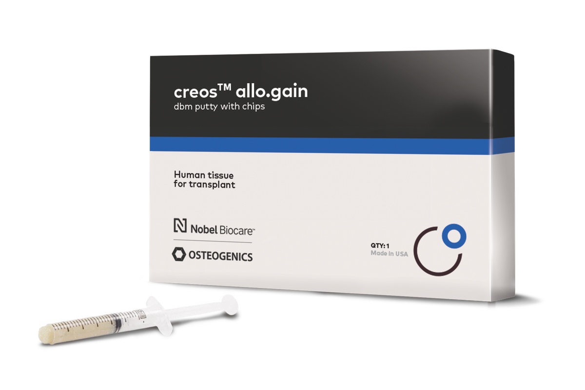 Creos™ allo.gain™ Demineralized Bone Matrix (DBM) Putty with Chips – Osteogenics, Knochenersatzmaterial
