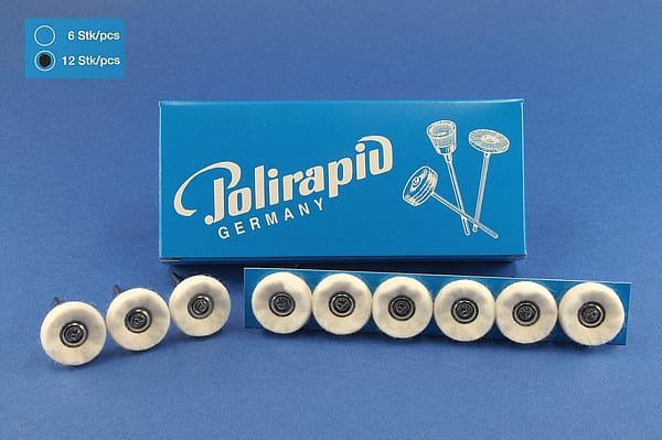 Miniaturbürsten mit Handstück, Filzscheibchen, Ø 21 mm, 101/21 mm H, 12 Stück MBH 21 301