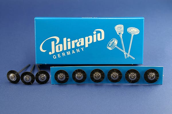 Miniaturbürsten mit Handstück, Borste schwarz, Ø 17 mm, 111/17 mm H, 12 Stück MBH 11 100 – POLIRAPID – DR. MONTEMERLO GMBH & CO KG, Polierbürsten, Schwabbeln