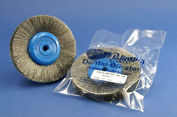 Rundbürste Stahldraht 0,08 mm mit KK, Ø 80 mm – POLIRAPID – DR. MONTEMERLO GMBH & CO KG, Polierscheiben und -streifen
