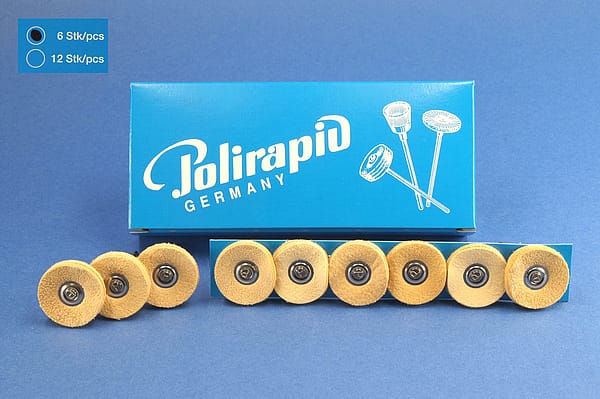 Miniaturbürsten mit Handstück, Lederscheibchen, Ø 23 mm, 100/23 mm H, 6 Stück MBH 00 400