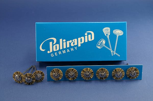 Miniaturbürsten mit Handstück, Borste extrahart, Ø 17 mm, 114/17 mm H, 12 Stück MBH 14 100 – POLIRAPID – DR. MONTEMERLO GMBH & CO KG, Polierbürsten, Schwabbeln