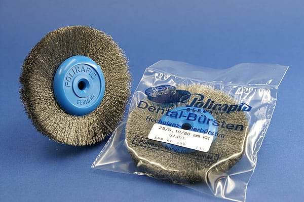 Rundbürste Stahldraht 0,10 mm mit KK, Ø 80 mm – POLIRAPID – DR. MONTEMERLO GMBH & CO KG, Polierscheiben und -streifen