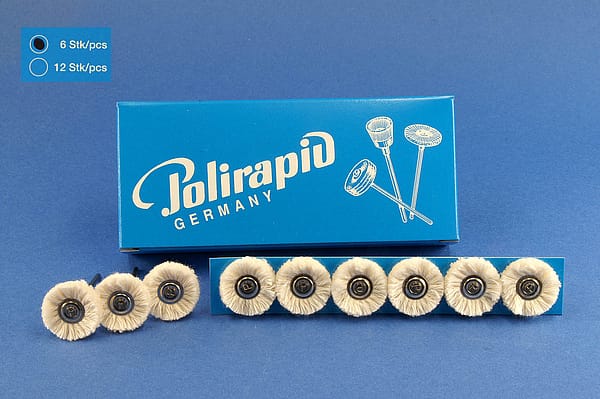 Miniaturbürsten mit Handstück, Baumwollgarn, Ø 21 mm, 103/21 mm H, 6 Stück MBH 30 300
