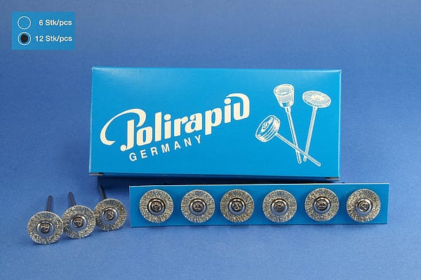 Miniaturbürsten mit Handstück, Silberdraht, Ø 17 mm, 117/17 mm H, 12 Stück MBH 78 101 – POLIRAPID – DR. MONTEMERLO GMBH & CO KG, Polierbürsten, Schwabbeln